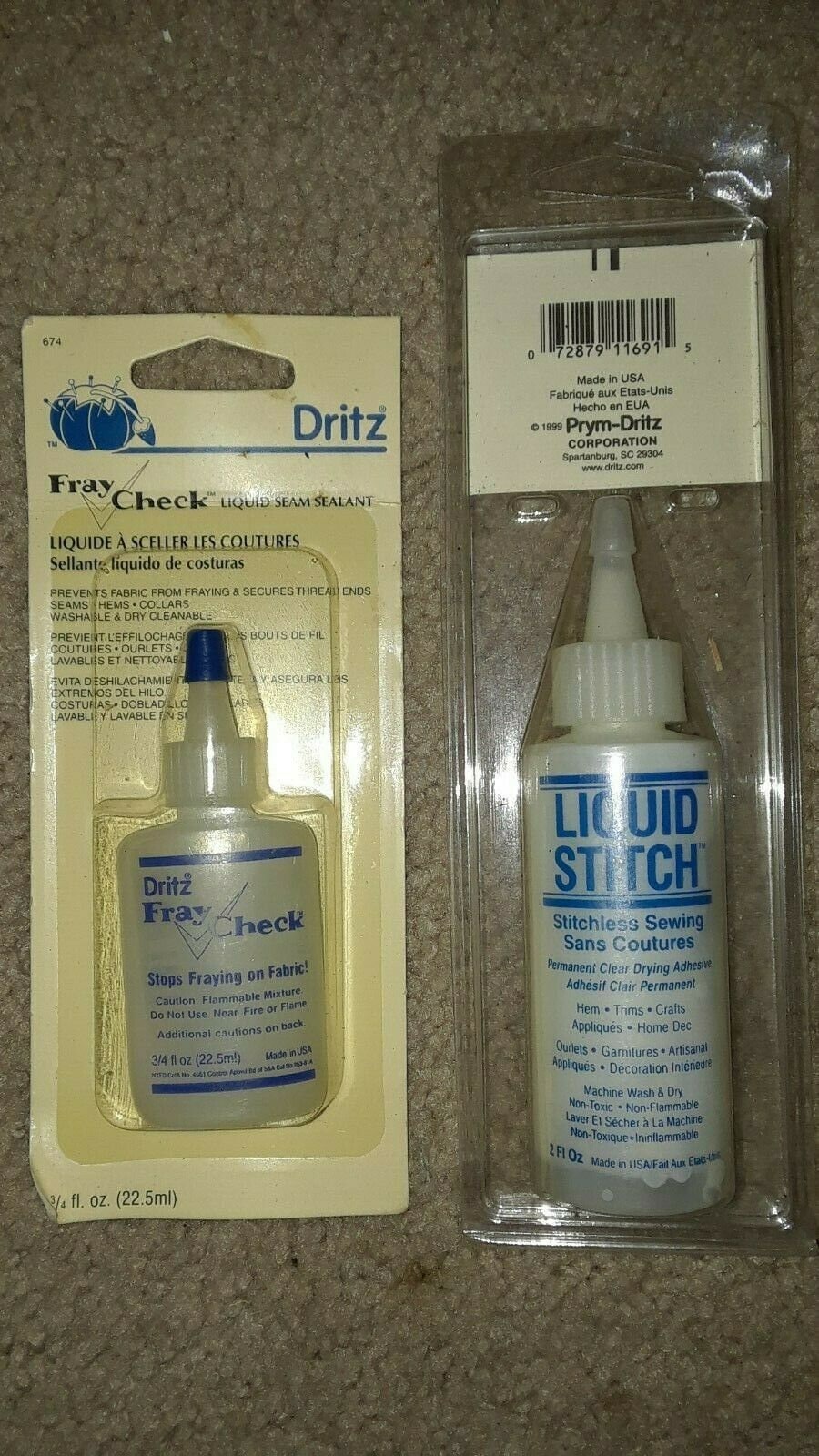 Dritz Fray Check and Dritz Liquid Stitch, New in Packages, Sewing Products  