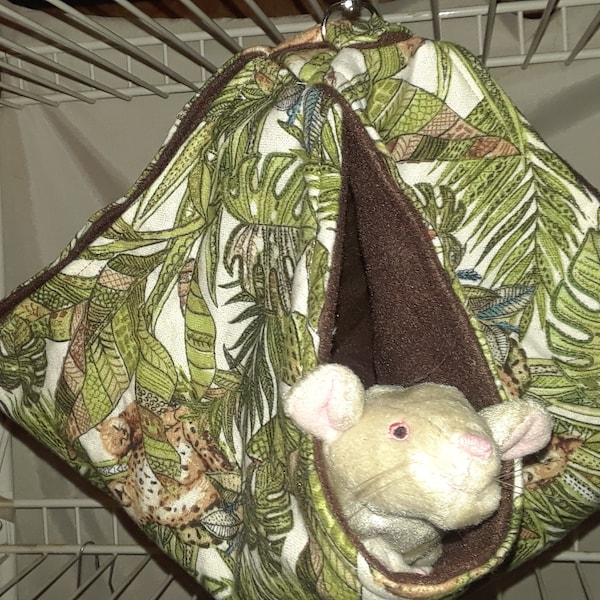 Swing Pouch Hammock, Pet Rats, Sugar Gliders, Hedge Hogs, Hanging Pet Hammock, Pouch, Small Animal Bedding,  Swing Hammock, Jungle Theme