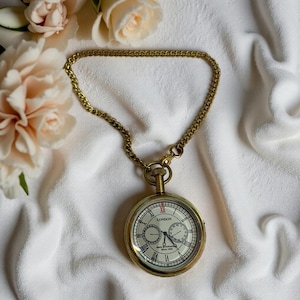 Reloj de bolsillo vintage de latón con cadena, números romanos, esfera londinense, reloj de bolsillo personalizado en caja de regalo, regalo para él, regalo para padrinos de boda.