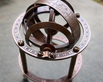 Esfera armilar de latón vintage, decoración astronómica de metal, regalo para el Día de la Madre.