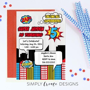 Superhero Invitation Superhero Invite Printable 5x7 Inches