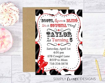 Cowgirl Invitation Cowgirl Invite 5x7 Jpeg DIGITAL File