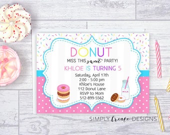 Donut Invitation Printable Donut Invite 5x7 Jpeg DIGITAL File