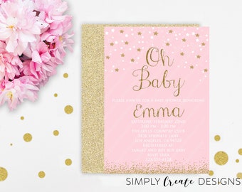 Oh Baby Invitation Sprinkle Baby Shower Invite 5x7 Jpeg Printable File