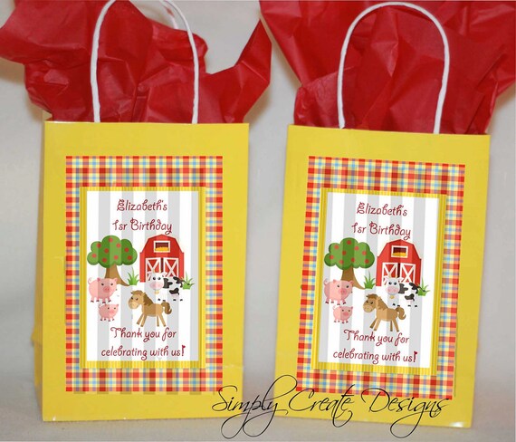 DIGITAL Farm Animal Party Favor Tag Printable 4x6 JPEG file Personalized Il_570xn