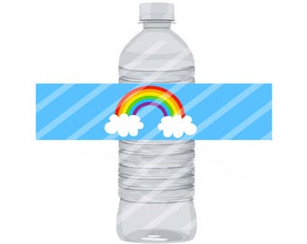 Rainbow Water Bottle Label 8.5x11 JPEG sheet Instant Download