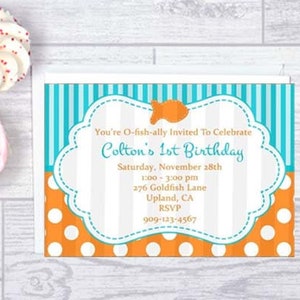 Goldfish Invite Goldfish Invitation 5x7 Jpeg DIGITALPrintable File