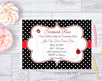 Ladybug Invite Ladybug Invitation 5x7 Jpeg DIGITAL File