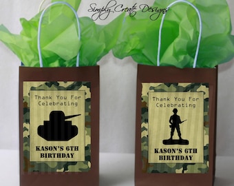 Army Party Favor Tag Camo DIGITAL FILE 4x6 Jpeg Printable File Personalized