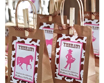 Cowgirl Party Favor FIRST BIRTHDAY Favor Bag Tag Instant Download