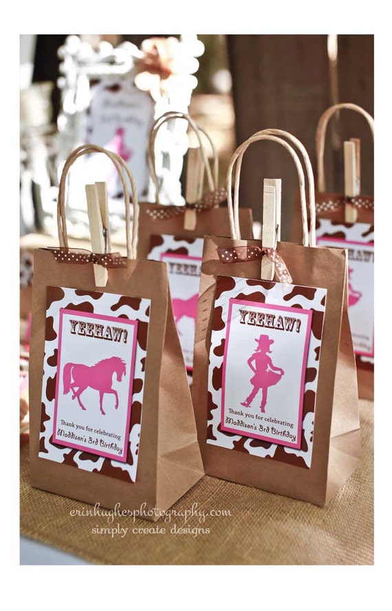 DIGITAL Cowgirl Party Favor Bag Tag DIGITAL FILE 4x6 Jpeg Printable File Personalized Il_570xn