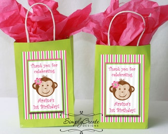 Mod Monkey Favor Tag DIGITAL FILE 4x6 Jpeg Digital File Personalized