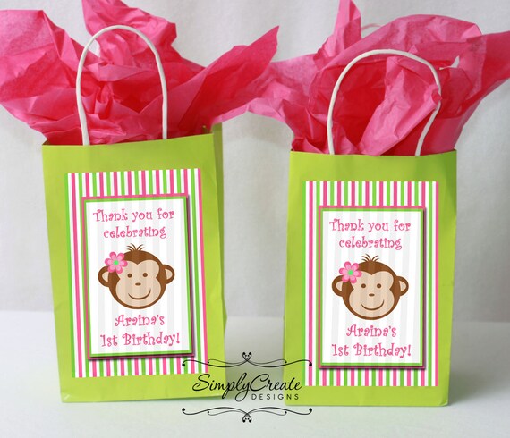 Mod Monkey Favor Tag DIGITAL FILE 4x6 Jpeg Digital File Personalized Il_570xn