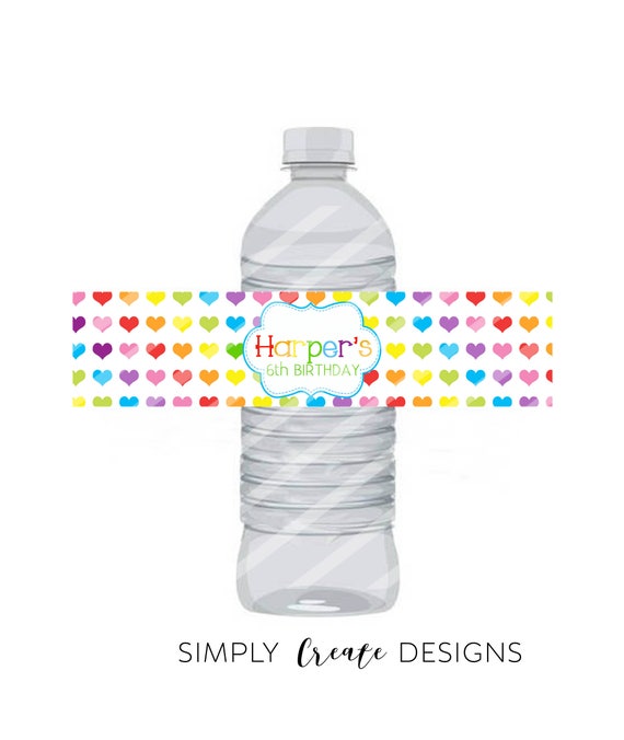 DIGITAL Rainbow Water Bottle Label 8.5x11 JPEG sheet Printable Personalized Il_570xn