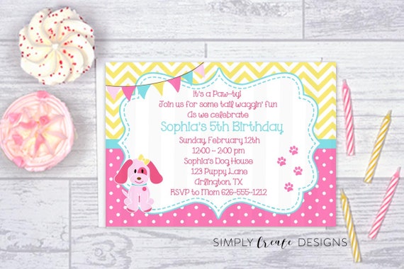 DIGITAL Puppy Party Invite Puppy Invitation Photo Invite Jpeg Printable File Il_570xn