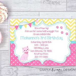 Cat Invite Kitten Invitation 5x7 Jpeg DIGITAL File