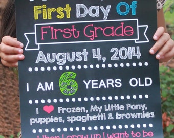 DIGITAL Chalkboard School Sign First Day of School Chalk Sign Printable JPEG file