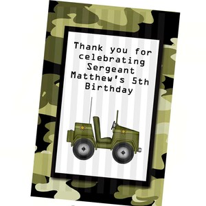 Army Party Favor Tag Camo DIGITAL FILE 4x6 Jpeg Digital File Personalized image 2