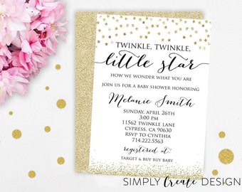 Twinkle Twinkle Invite Twinkle Twinkle Little Star 5x7 Jpeg Printable File