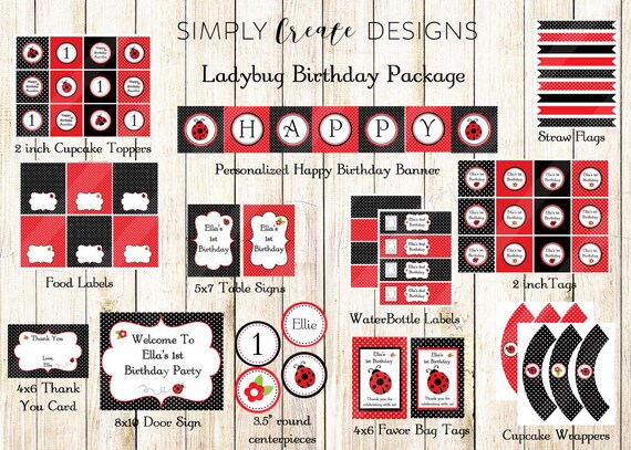DIGITAL Ladybug Party Package Printable Party Il_570xn