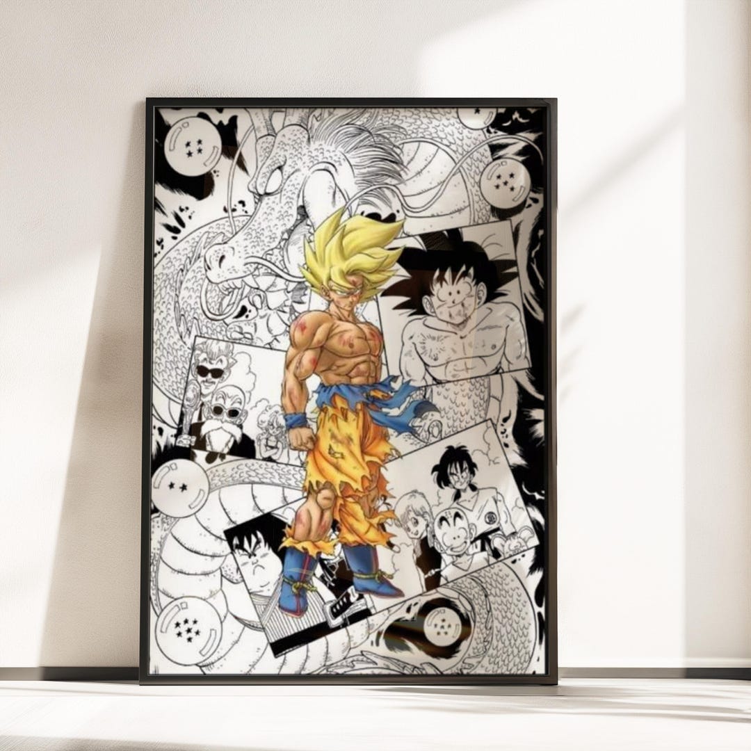 Super Saiyan Goku Poster Dragon Ball Z Manga Wall Art Print Anime Decor ...