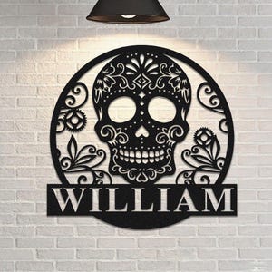 Custom Skull Metal Sign | Personalised Skull Wall Art | Gothic Home Decor | Man Cave Decor | Skull LED Light | 8 to 24 Inches