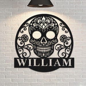 Custom Skull Metal Sign | Personalised Skull Wall Art | Gothic Home Decor | Man Cave Decor | Skull LED Light | 8 to 24 Inches