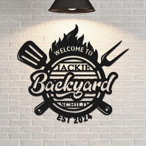 BBQ Grill Sign, Metal Wall Art, Grill Schild Decor, BBQ Metal Sign, Grill Chill Decor, father&#39;s BBQ, Gift For Him– 8 to 24 Inches