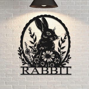 Custom Rabbit Metal Sign, Rabbit Name Decor, Rabbit Metal Wall Art, Bunny Wall Decor, Rabbit Farmhouse Decor, Bunny Gift, 8-24 Inches