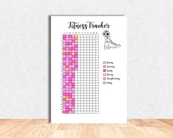 Fitness Tracker, Fitness Journal, Fitness Tagebuch, Printable Journal Seite, Übungstracker, Workout Tracker, Digitaler PDF Download, Jahrestagebuch