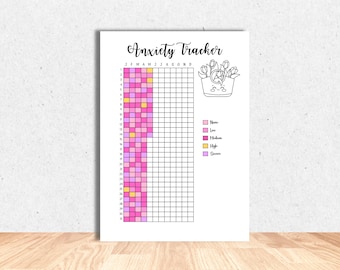 Anxiety Tracker, Printable Journal Page, Anxiety Journal, Anxiety Log, Mental Health Tracker, Mood Tracker, Self Care Planner, Habit Tracker