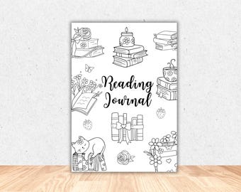 Reading Journal Cover & Back Page, Reading Tracker, Book Tracker, Reading Log, Book Journal Pages