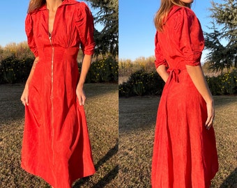 Adorable 1940s Little Red Dressing Gown Size S