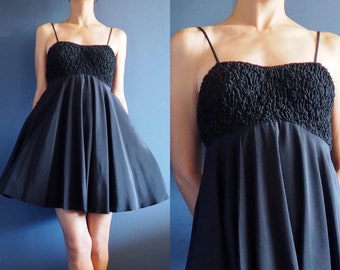 90's Little Black Dress Babydoll Style Size Small