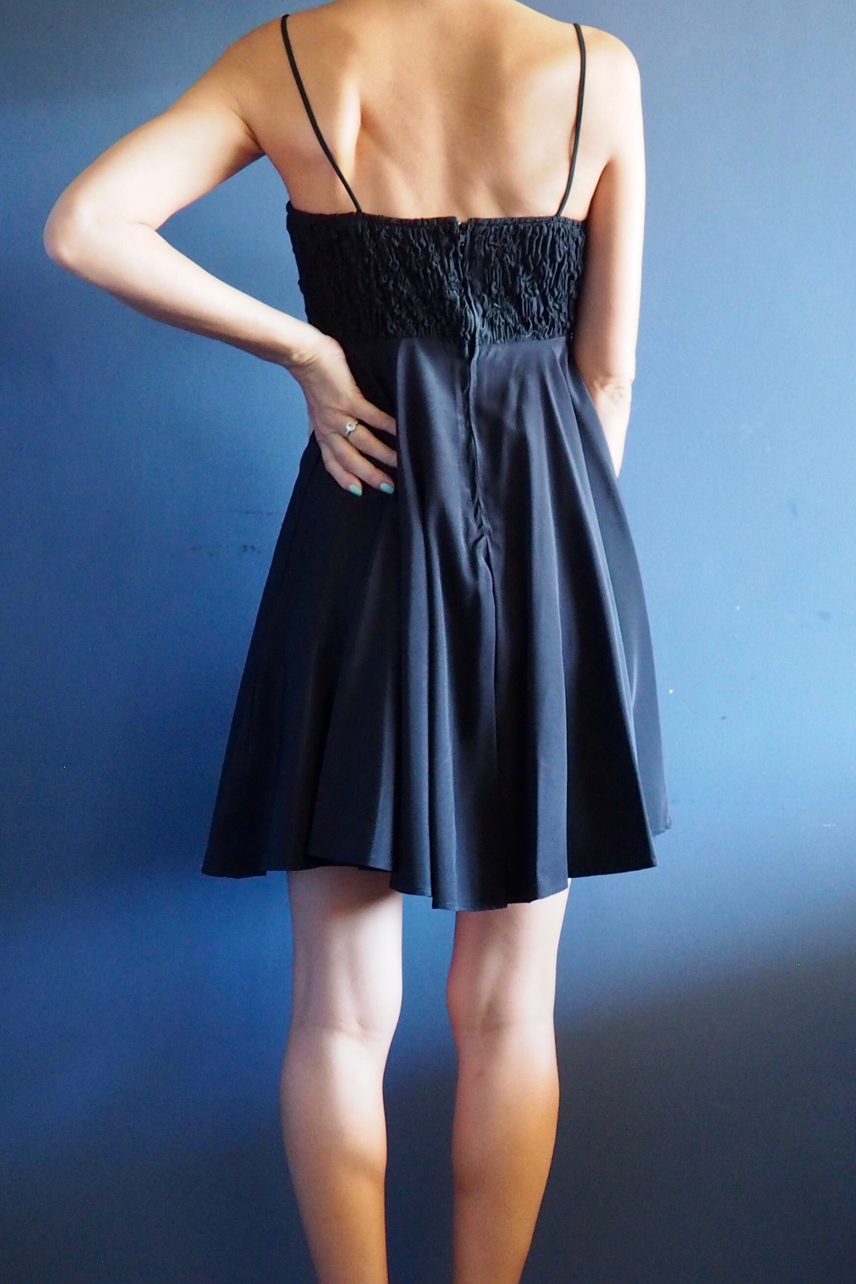 1990s Nicole Miller Black Babydoll Dress