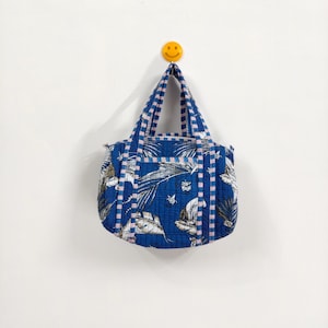 Handmade Cotton Mini Top Handle Bag: Minimalist Boho Purse