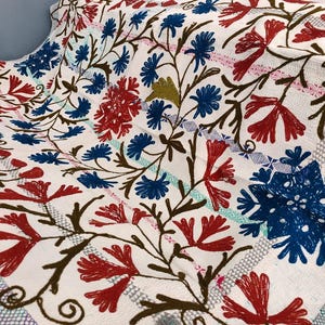 Vintage Kantha Quilt: Hand-Stitched Indian Suzani Throw, Bohemian Blanket
