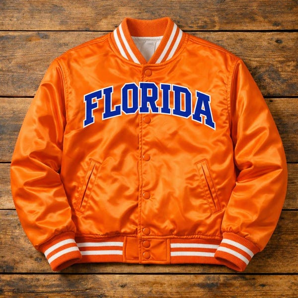 Florida Satin Varsity Jacket Custom – Orange Letterman Jacket Unisex