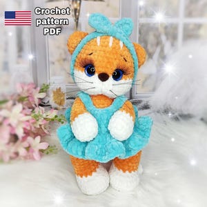 Crochet Cat pattern PDF tutorial. Amigurumi Cat plush.