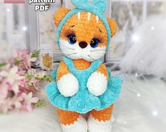 Crochet Cat pattern PDF tutorial. Amigurumi Cat plush.