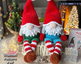 Crochet pattern gnome, Crochet gnome amigurumi, Crochet Christmas gnome, Amigurumi pattern in English PDF.