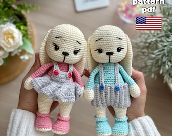 Crochet Banny pattern PDF tutorial, Amigurumi Bunny plush, Crochet rabbit pattern, DIY crochet rabbit, Rabbit pattern in English