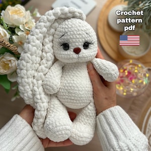 Crochet Banny pattern PDF tutorial. Amigurumi Bunny plush.