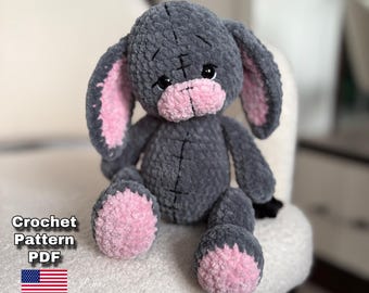 Crochet donkey pattern. Amigurumi plush toy donkey. PDF tutorial in English.