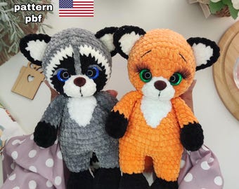 Crochet Fox and Raccoon Amigurumi Pattern (PDF)