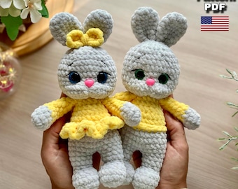Crochet Bunny Pattern, Amigurumi Rabbit Tutorial (PDF)