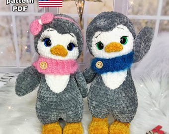 Crochet pattern Penguin PDF tutorial. Amigurumi Penguin plush.