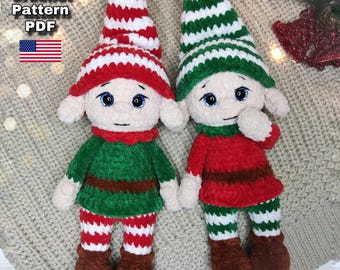 Crochet pattern elf, Crochet gnome amigurumi, Crochet Christmas elf, elf amigurumi pattern in English.