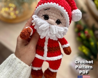 Crochet Santa Pattern, Amigurumi Santa Claus, Crochet Santa Claus Pattern, Christmas Santa Claus, Crochet Magic Santa Pattern in English.