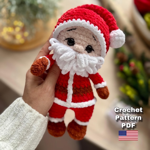Crochet Santa Pattern, Amigurumi Santa Claus, Crochet Santa Claus Pattern, Christmas Santa Claus, Crochet Magic Santa Pattern in English.